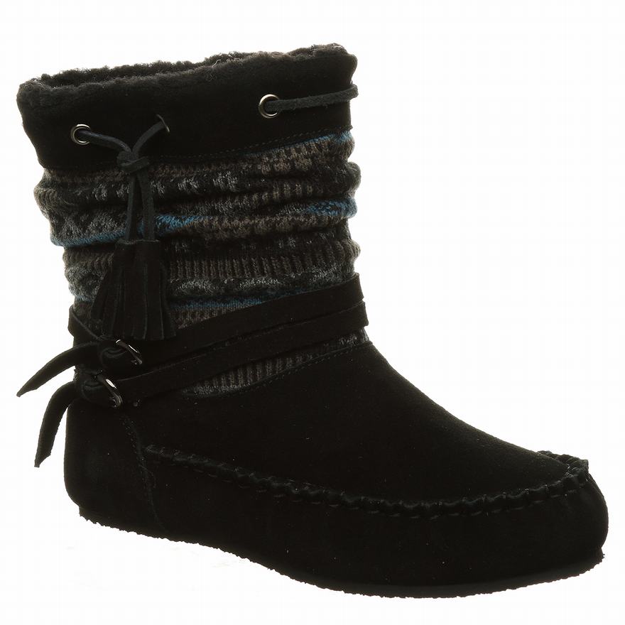 Bearpaw Cyan Winter Boots UK - Women's Boots Black ||VZPHDX-385||